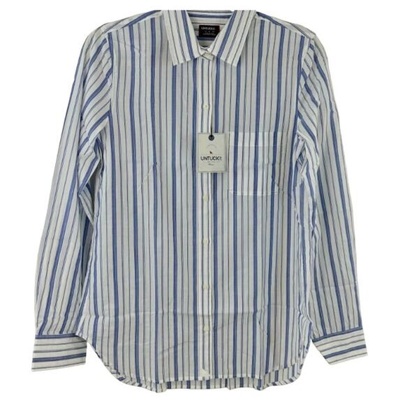Womens Blue Striped Shirt Long Sleeved UNTUCKit Shirt - Picture 1 of 4